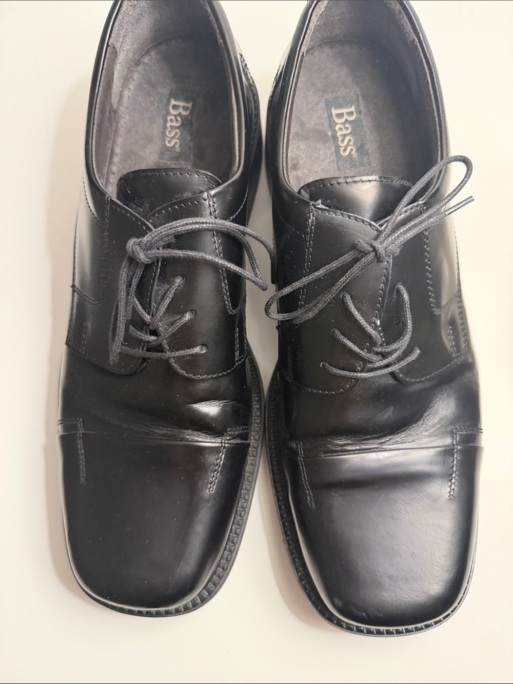 Bass Black Leather Lace-Up Men’s Derby Shoes